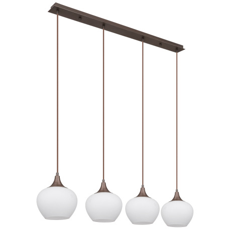 Závesné svietidlo, kov farba kávy, sklo biele, textilný kábel čierny, DxŠxV: 1000x180x1200mm, bez ži 2