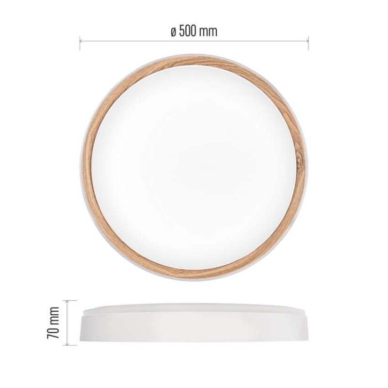 LED nástenné svietidlo ILVI, kruhové 45 W, stmievateľné so zmenou CCT, biela + drevo 2