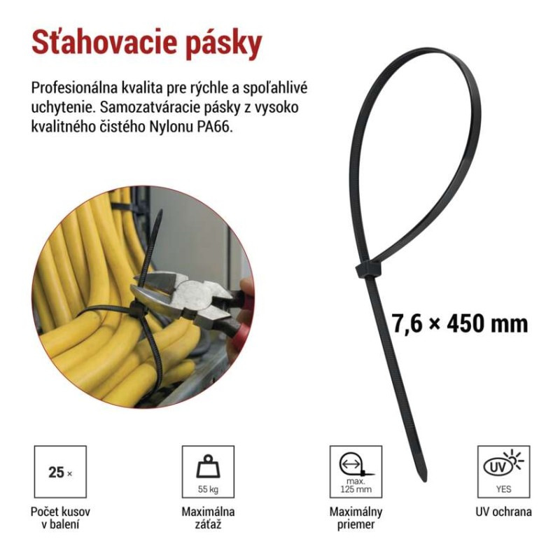 Sťahovacia páska 450×7,6, čierna, 25 ks 6