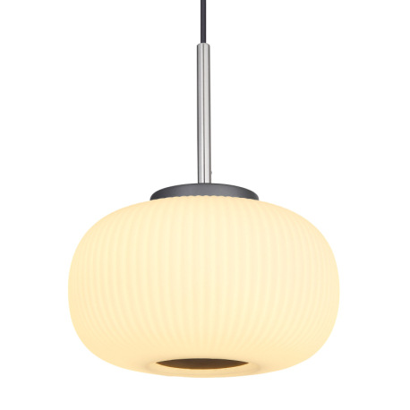 Závesné svietidlo, kov grafit, nikel, sklo opál, čierny textilný kábel, Ø 240, V: 1200, vrátane 1xLE 6