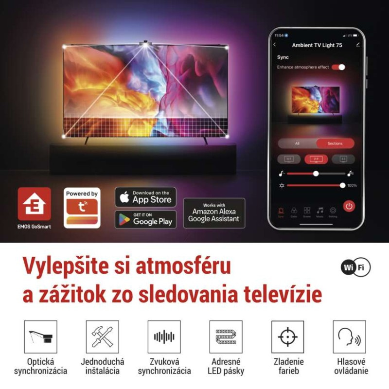 GoSmart Ambientné LED RGB osvetlenie za TV 65“ (164 cm) 2