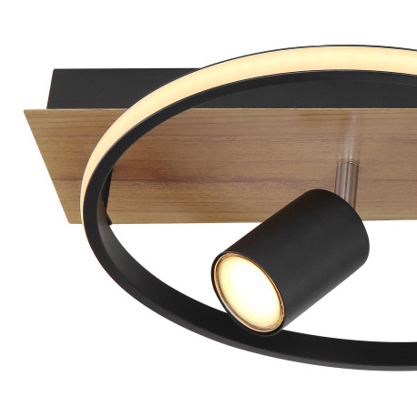 Stropné svietidlo kov čierny matný, imitácia dreva, plast biely, prepínanie funkcií nástenným vypína 13