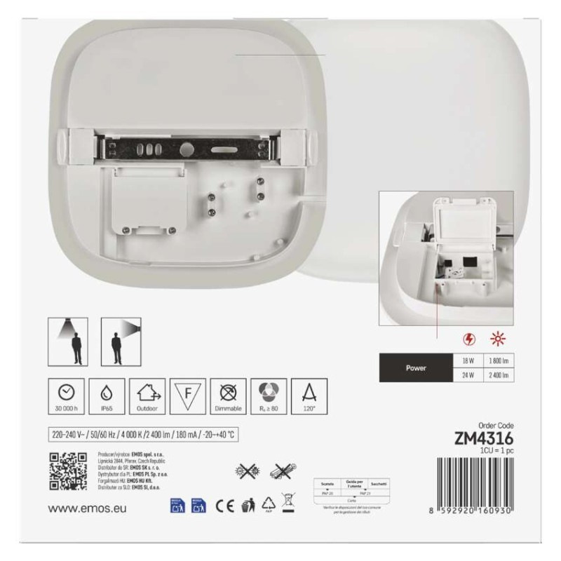LED prisadené svietidlo DORI EVO, štvorcové, 24W, Neutrálna biela 7