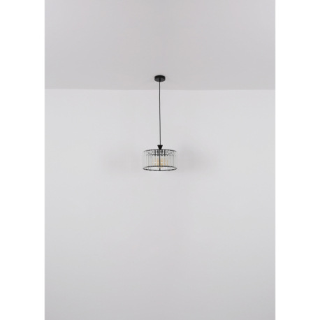 Závesné svietidlo, kov čierny, akrylové krištále číre, kábel PVC čierny, ø: 320mm, V: 1200mm, bez ži 7