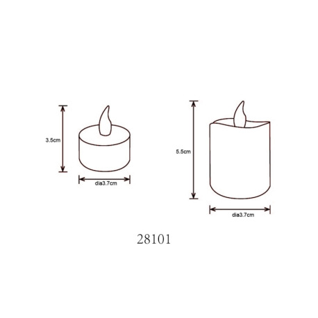 Dekoratívne svietidlo, plast biely/satinovaný, vypínač, efekt ohňa, vrátane bat. 1xCR2032 210mAh, sa 17