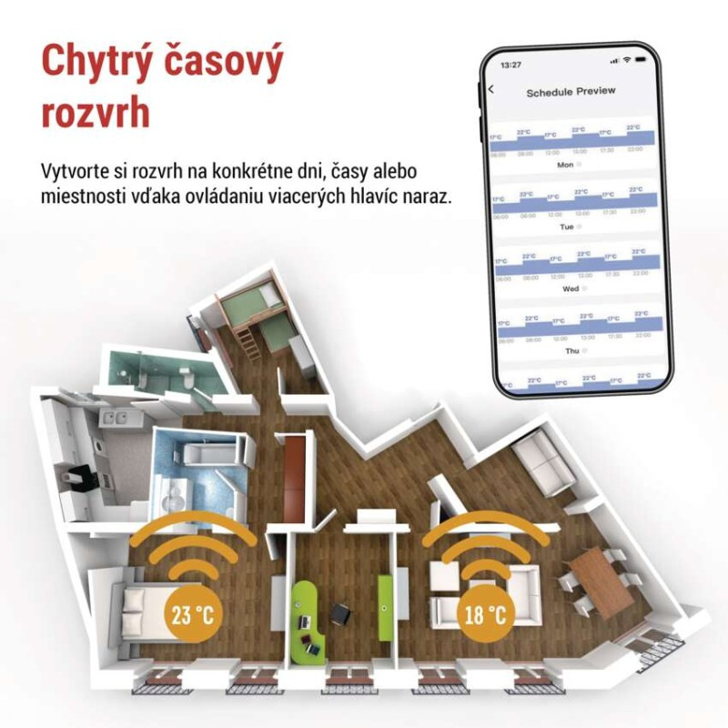 GoSmart Digitálna termostatická hlavica P5631S ZigBee 3.0 2