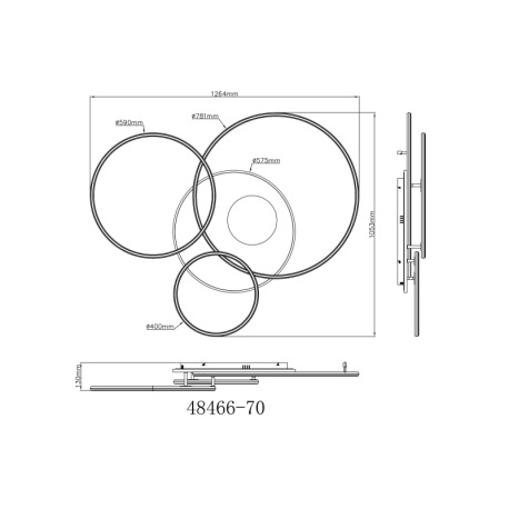 Stropné svietidlo, brúsený hliník zlatý/antracit, plast biely, akryl, zrkadlový 3D efekt, stmievateľ 11