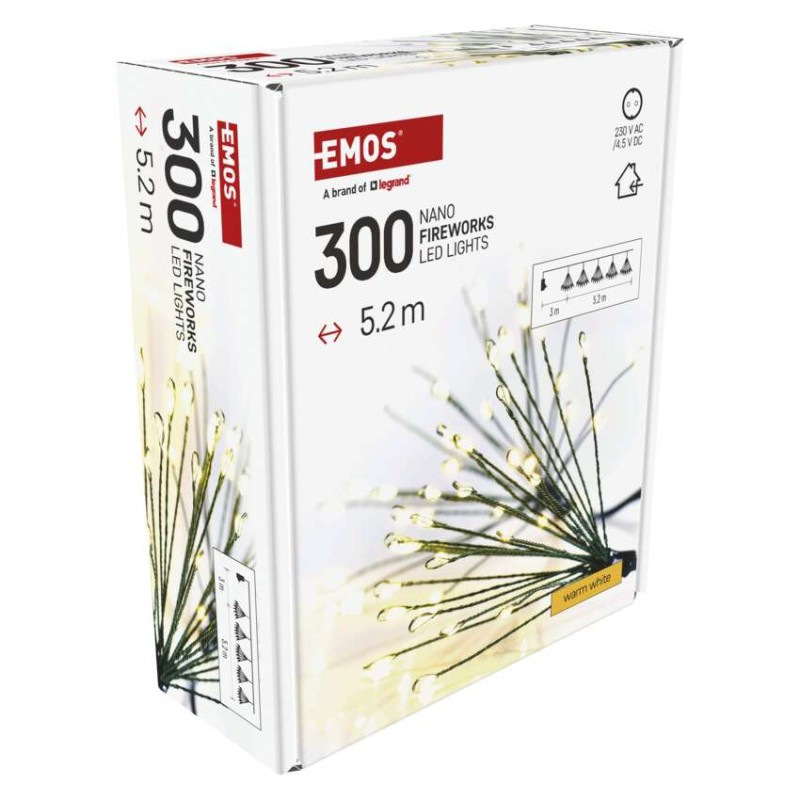 LED svetelná reťaz – svietiace trsy, nano, 5,2 m, vnútorná, teplá biela, časovač 9