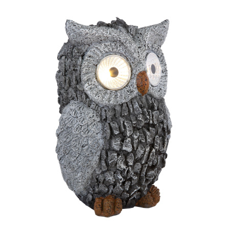Solárne svietidlo, plast sivý, sova, IP44, akumulátor AA 200mAh 1,2V, DxŠxV:135x115x195, vrátane 2xL