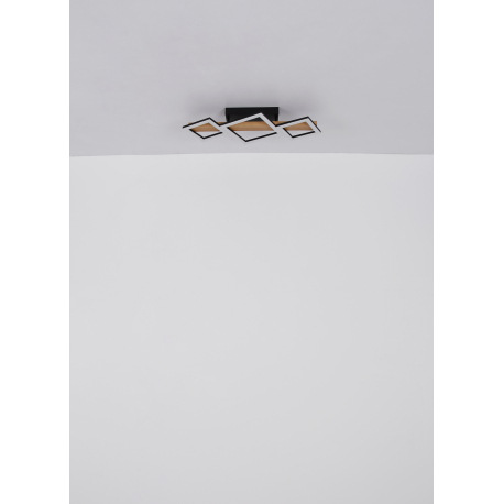 Stropné svietidlo kov čierny mat, MDF imitácia dreva, ABS čierny mat, plast biely, DxŠxV: 920x300x13 17