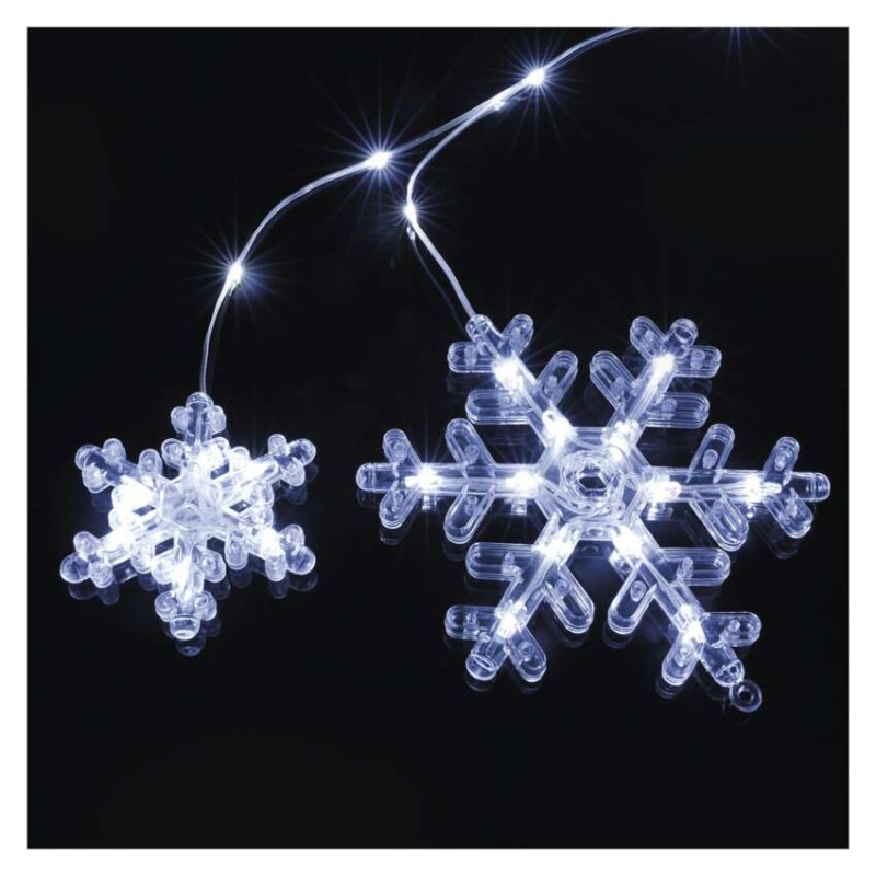 Vianočná LED girlanda – vločky, 160 x 95 cm, IP44, studená biela, časovač 8