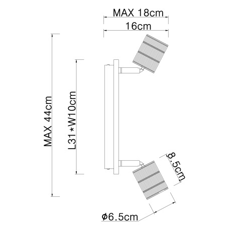 Nástenné svietidlo, drevo hnedé, kov čierny, DxŠxV:310x100x180, bez žiaroviek 2xE27, max. 60W 230V 8