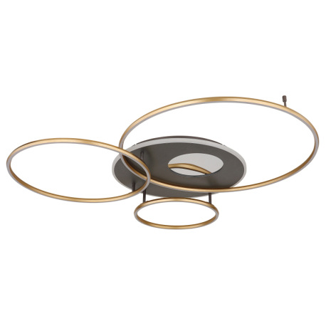 Stropné svietidlo, brúsený hliník zlatý/antracit, plast biely, akryl, zrkadlový 3D efekt, stmievateľ 2