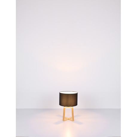 Stolová lampa, drevo hnedé, plast sivý, textil čierny, ø: 300mm, V:450mm, dĺžka kábla 1800mm, bez ži 14