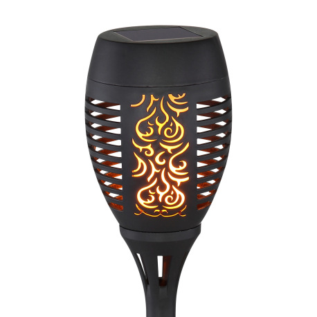 Solárne svietidlo, plast čierny, plast čierny satinovaný, fakľa s hrotom na zapichnutie do zeme, efe 4