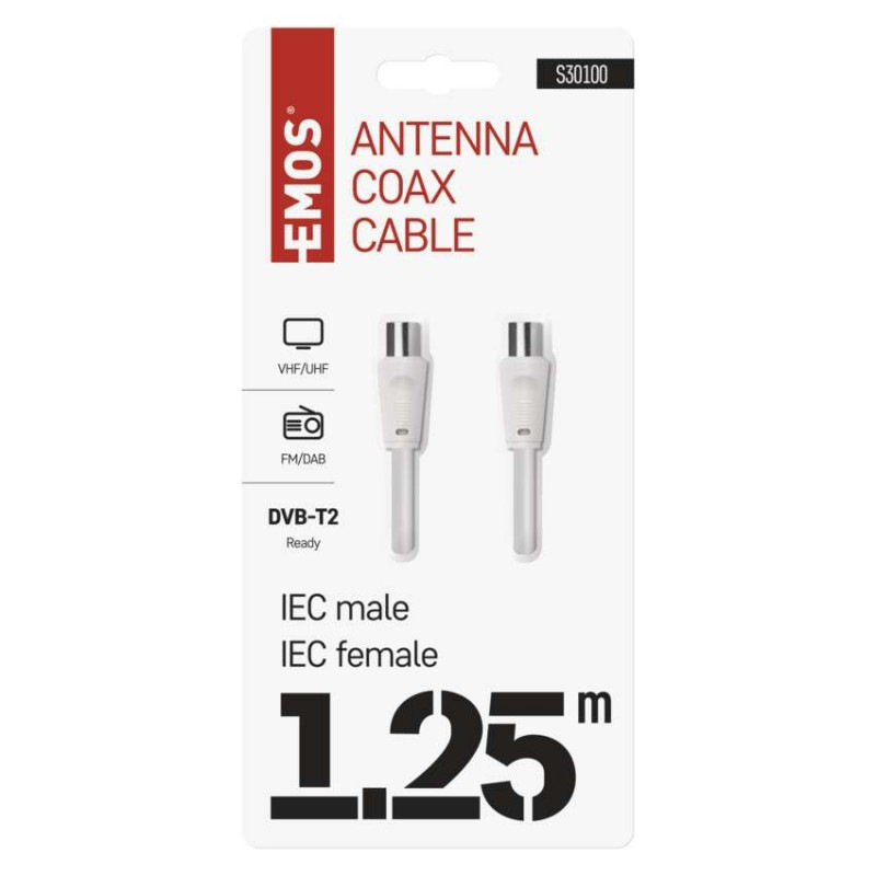 Anténny koaxiálny kábel tienený 1,25m – rovná vidlica 1