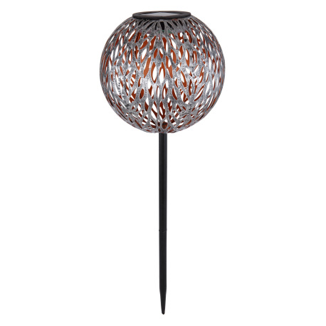 Solárne svietidlo, kov strieborný, zlatý, čierny, s hrotom do zeme, s ozdobným dierovaním, IP44, vyp 12