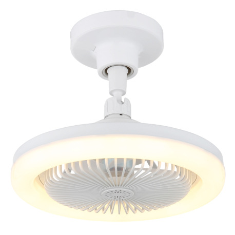Stropný ventilátor, plast biely matný/priehľadný, stmievateľný, viacero rýchlostí pomocou nástenného 16