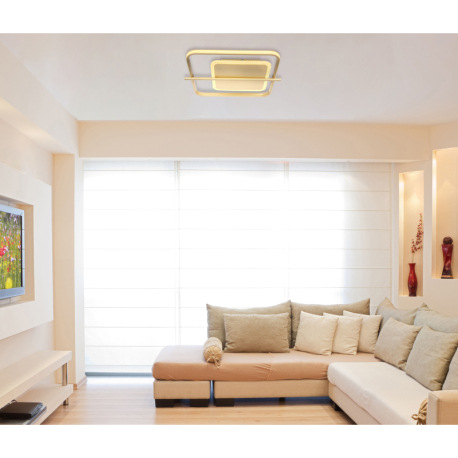 Stropné svietidlo kov zlatej farby, hliník zlatej farby, plast biely, DxŠxV: 400x360x50mm, LED 36W 2 9