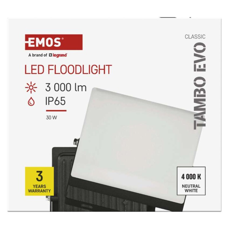 LED reflektor TAMBO EVO, 30 W, 3000 lm, IP65, čierny 12