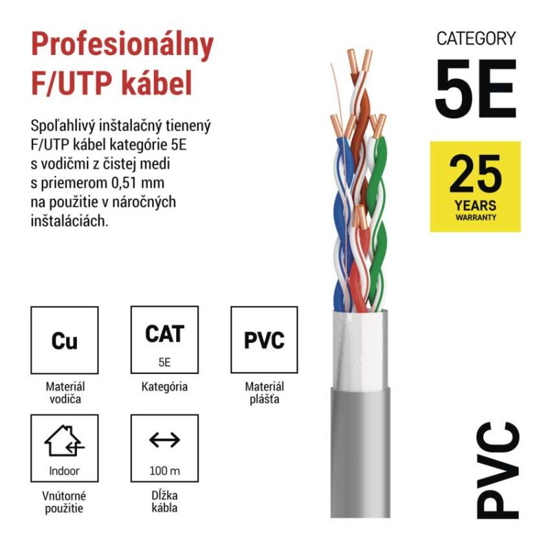 Datový kábel FTP 5E, 100m