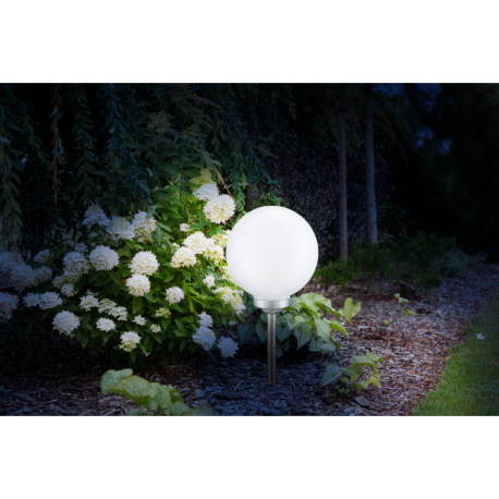 Solárne svietidlo, plast strieborný, plast biely, svieti 8 hodín, IP44, akumlátor AA 600mAh 1,2V, Ø2 5