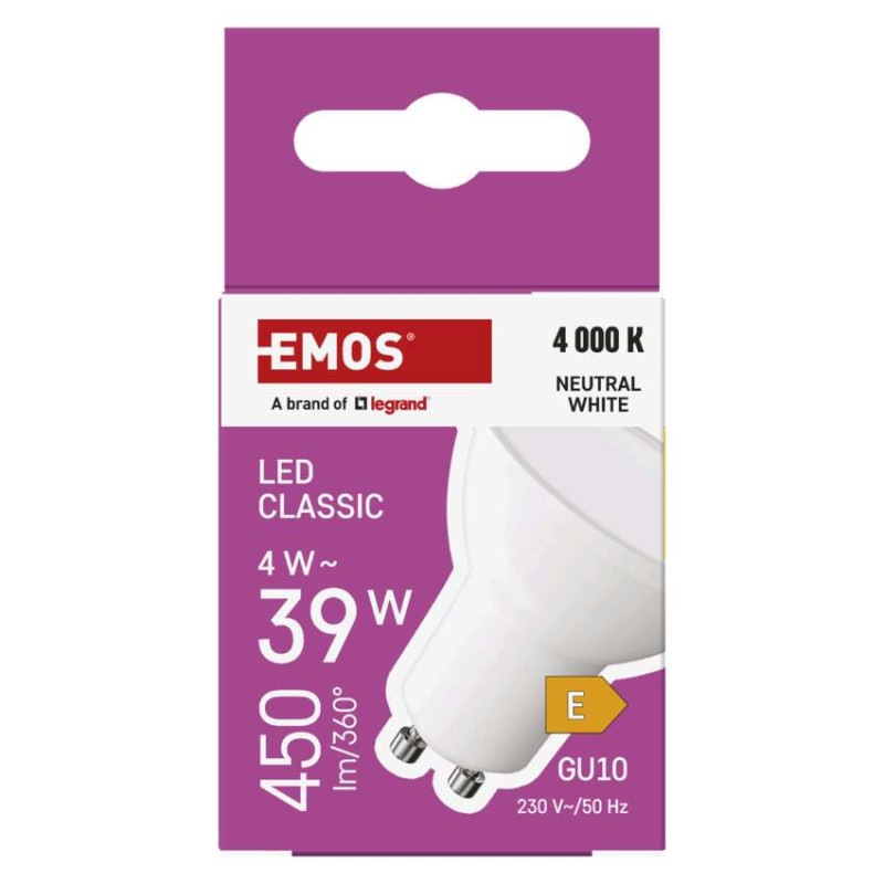 LED žiarovka Classic MR16 / GU10 / 4 W (39 W) / 450 lm / Neutrálna biela 9