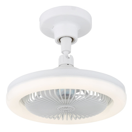 Stropný ventilátor, plast biely matný/priehľadný, stmievateľný, viacero rýchlostí pomocou nástenného 8