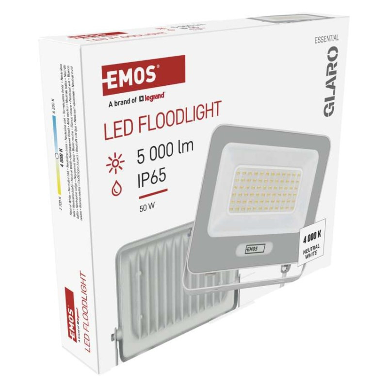 LED reflektor GLARO 50W, biely, IP65, 5000 lm, neutrálna biela 13