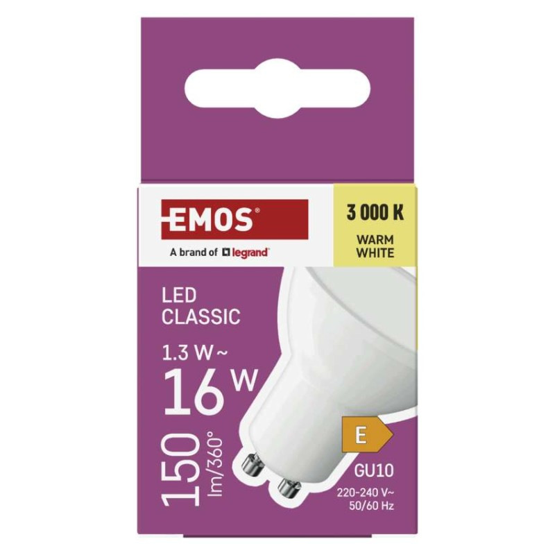 LED žiarovka Classic MR16 biela/ GU10 / 1,3 W (16 W) / 150 lm / Teplá biela 7