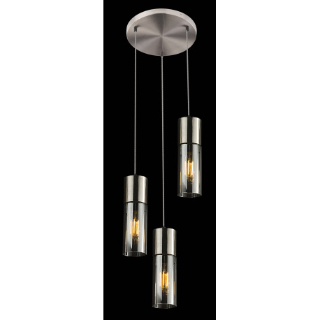 Závesné svietidlo, nikel, dymové sklo, textilný kábel čierny and biely, Ø 300, V: 1500, bez žiarovie 8