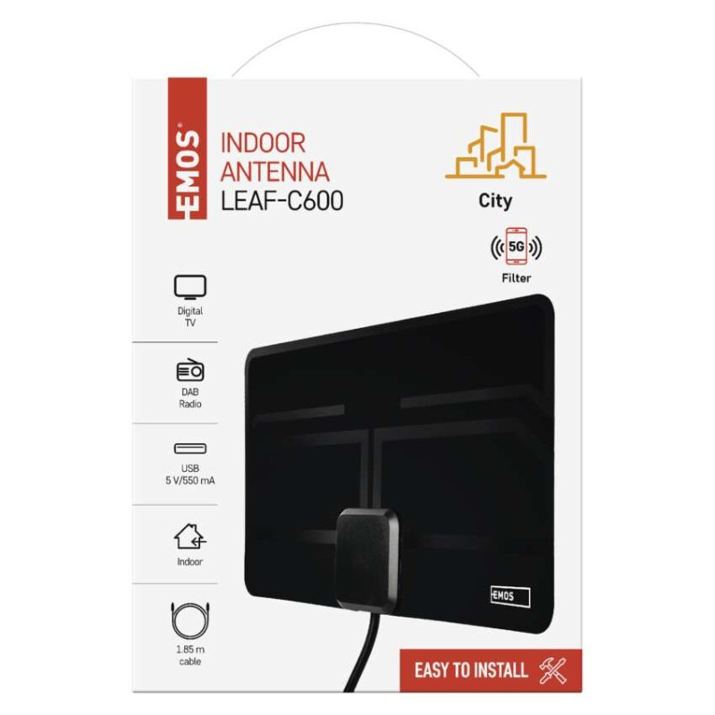 Anténa izbová CITY LEAF-C600, DVB-T2, DAB, filter LTE/4G/5G 7