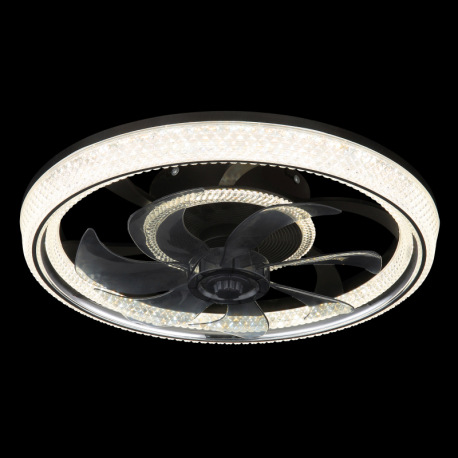 Stropný ventilátor, plast čierny, akryl čierny/číry/dymový, stmievateľný, niekoľko úrovní prostrední 12