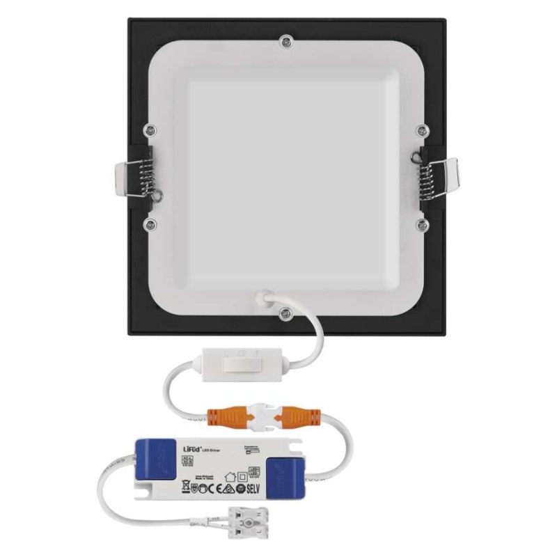 LED vstavané svietidlo NEXXO, štvorec, čierne, 12W, CCT 4