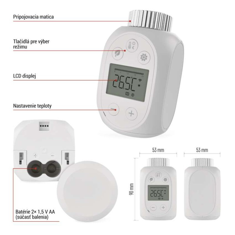 GoSmart Digitálna termostatická hlavica P5631S ZigBee 3.0 7