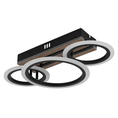 Stropné svietidlo, kov čierny matný, MDF s tmavým dreveným efektom, plast biely, niekoľko úrovní pom 2