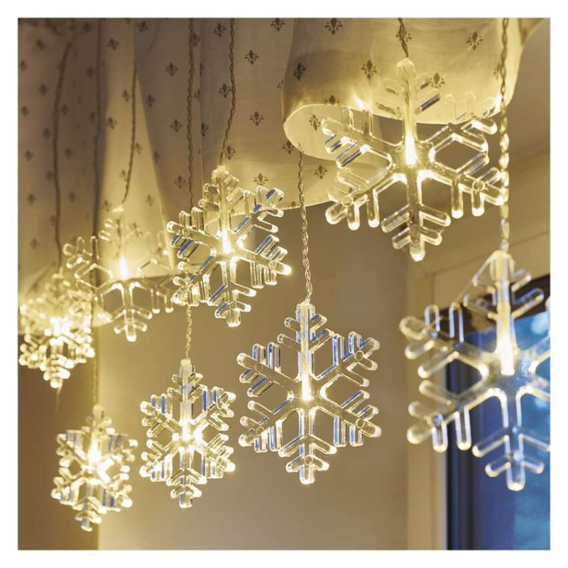LED vianočný záves – snehové vločky, 84 cm, vnútorný, teplá biela 2