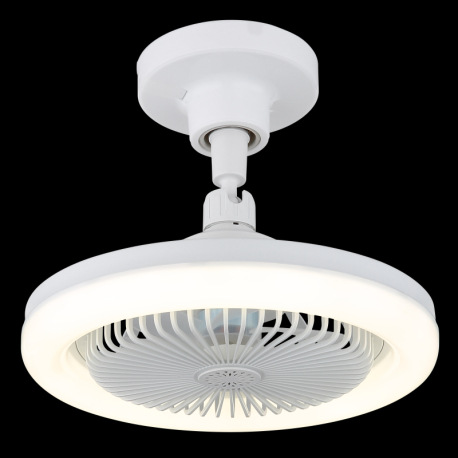 Stropný ventilátor, plast biely matný/priehľadný, stmievateľný, viacero rýchlostí pomocou nástenného 13