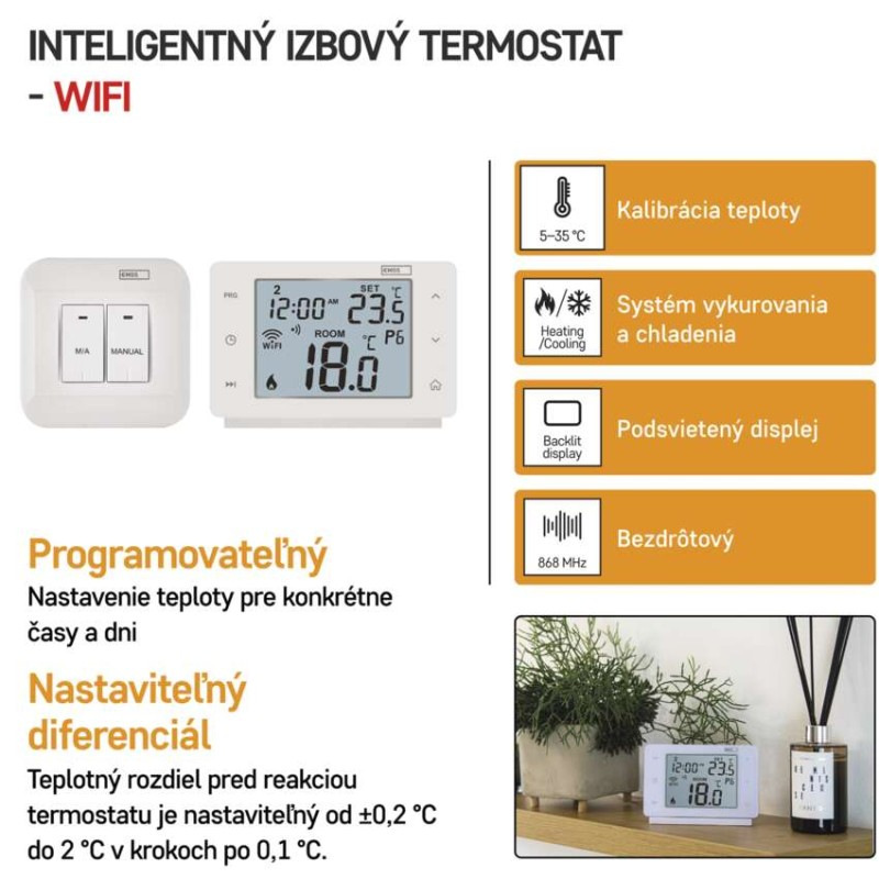 Izbový programovateľný bezdrôtový WiFi GoSmart termostat P56211 1