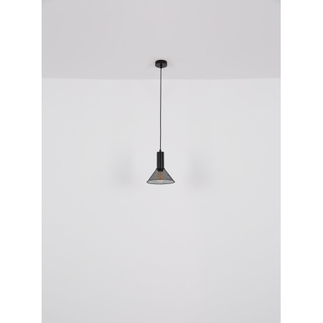 Závesné svietidlo kov čierny, kovová mriežka čierna matná, kábel PVC čierny, možnosť nastavenia výšk 6