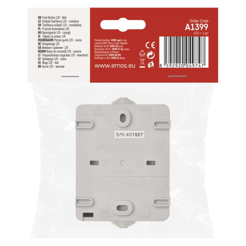 Ovládač tlačidlový 1/0, IP54 4