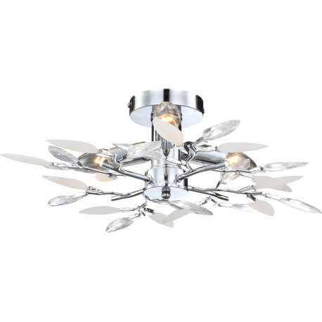 Stropné svietidlo, kov, chróm, akrylové krištále priehľadné a satinované, Ø 450, V:150, bez žiarovie