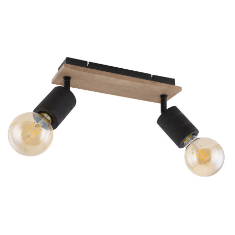 Nástenné svietidlo, drevo hnedé, kov čierny, DxŠxV:310x100x180, bez žiaroviek 2xE27, max. 60W 230V 11