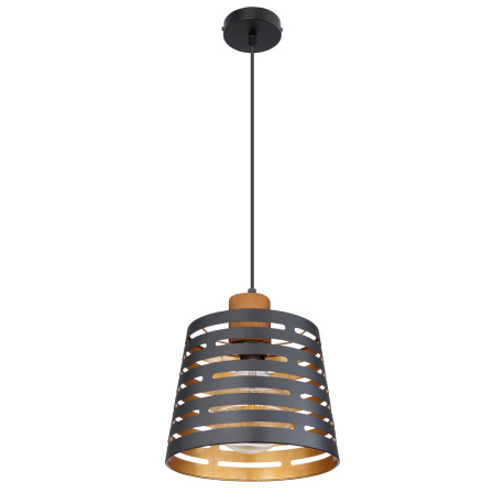 Závesné svietidlo, drevo, kov čierny a zlatý, Ø 250, V: 1200, bez žiarovky 1xE27, max. 60W 230V 3