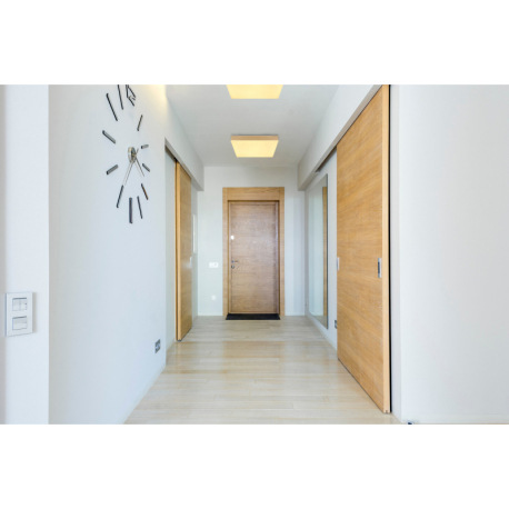 Stropné svietidlo kov biely, plast mosadz matný, akryl opál, DxŠxV: 300x300x65mm, LED 18W 230V, 2300 8