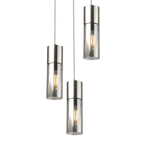 Závesné svietidlo, nikel, dymové sklo, textilný kábel čierny and biely, Ø 300, V: 1500, bez žiarovie 10