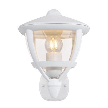 Vonkajšie svietidlo, hliník biely matný, plast priehľadný, smerom hore, IP44, ŠxV:175x235, AL:205, b 3