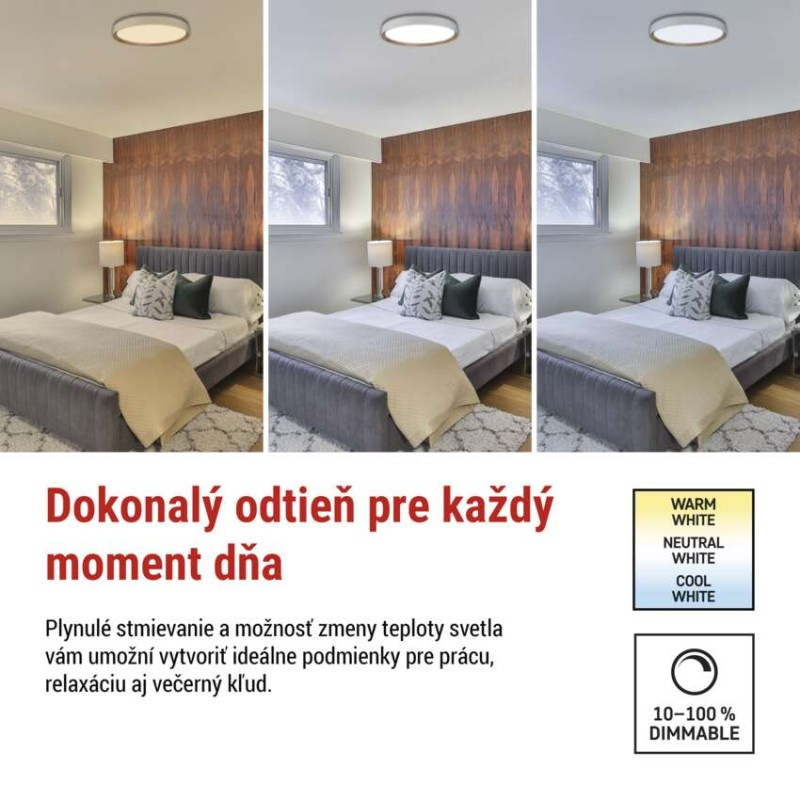 LED nástenné svietidlo ILVI, kruhové 45 W, stmievateľné so zmenou CCT, biela + drevo 6