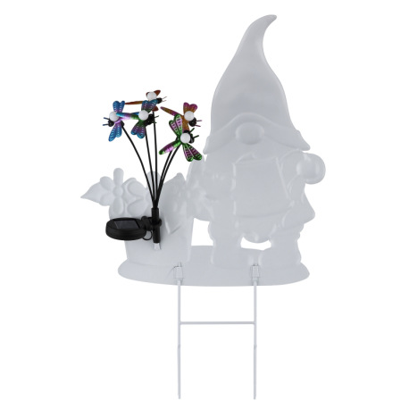 Solárne svietidlo, kov farebný, plast, posuvný spínač, batéria AAA 400mAh 1,2V, IP44, trpaslík s kve 7