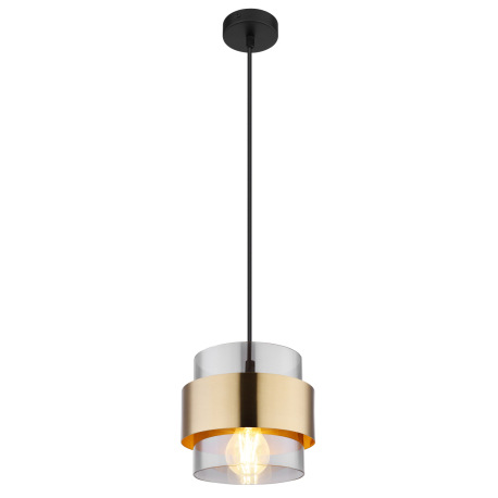 Závesné svietidlo, kov čierny matný, sklo, mosadz, ø: 180mm, V: 1200mm, bez žiarovky 1x E27, max. 60